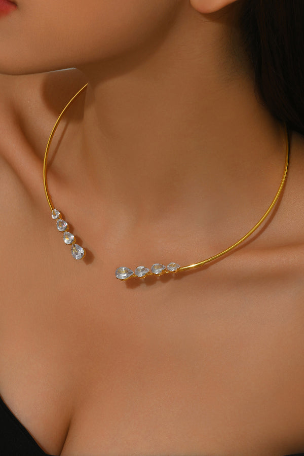 Collier ouvert en fil de cuivre Zircon en forme de larme