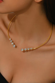 Collier ouvert en fil de cuivre Zircon en forme de larme