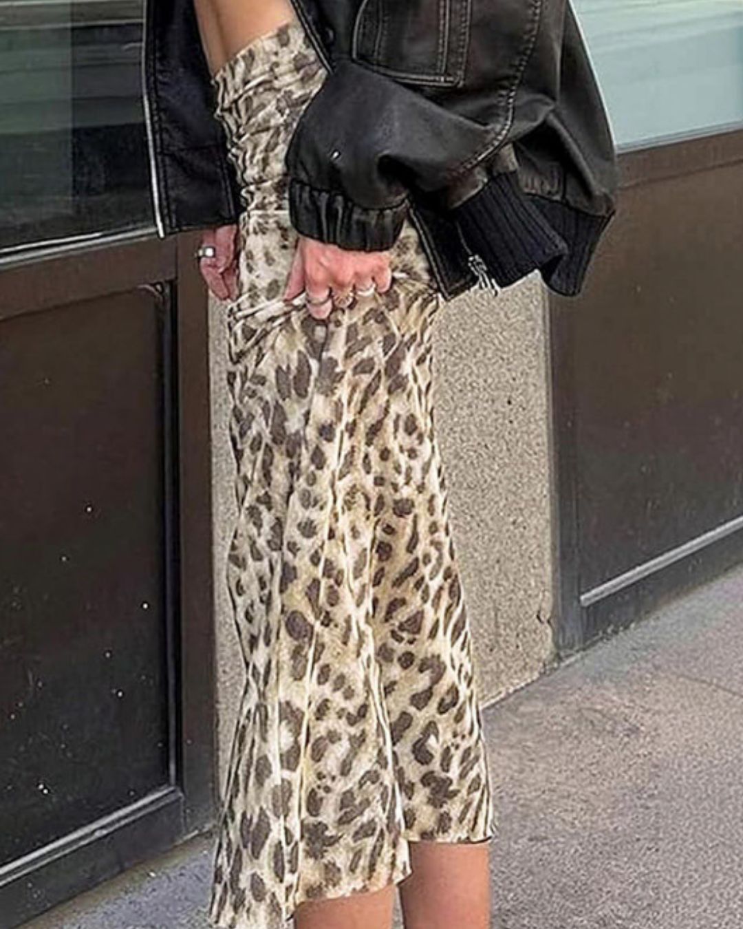 High-Waisted Leopard Print Mesh Mini Skirt