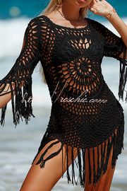 Knit Cutout Cover Up | Crew Neck Beach Cover-Up