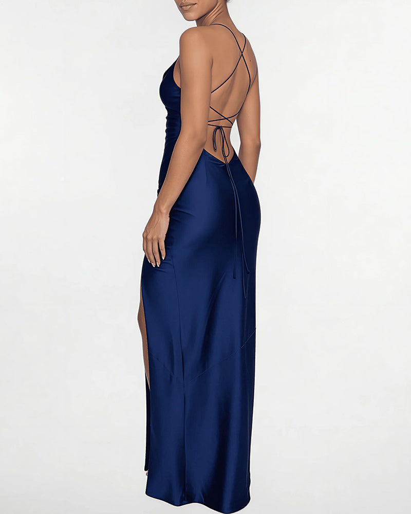 High Slit Open Back Maxi Dress