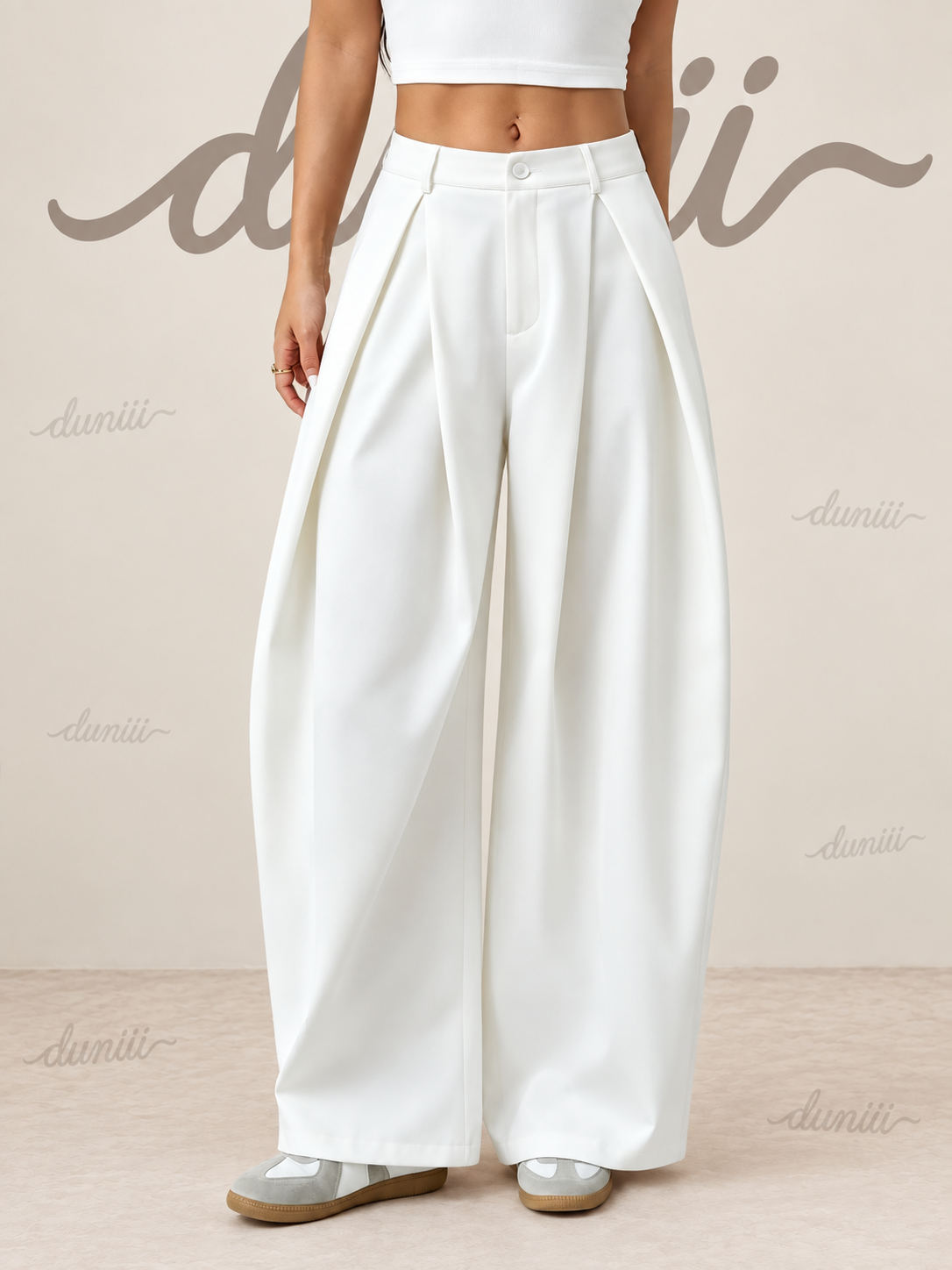 Duniii Pleated Barrel-Leg Pants