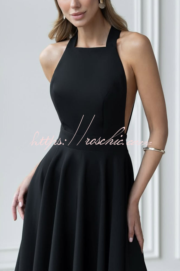 Robe midi avec nœud papillon et col licou – Style cintrant la taille