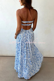 Robe longue à épaules dénudées et imprimé floral | Vêtements de villégiature