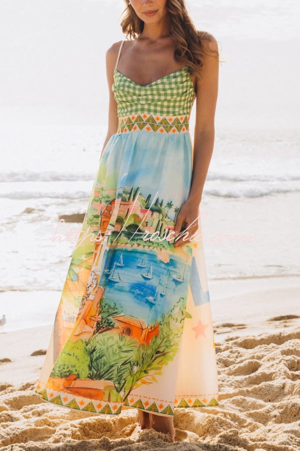 Printed Spaghetti Strap Pleated Maxi Dress – Vacation Style