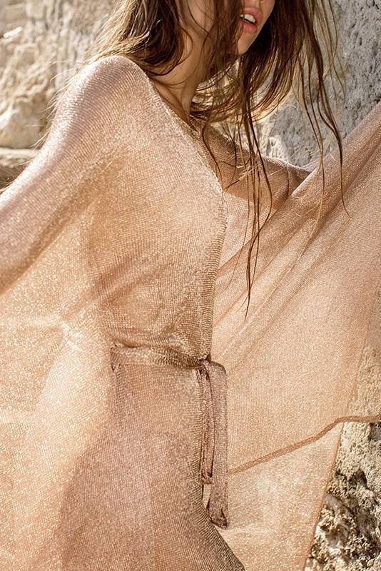 Glitter Long Sleeve Longline Bikini Cover-Up