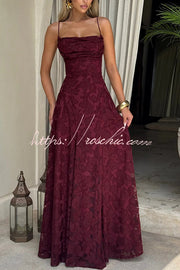 Floral Burnout Jersey Cowl Neck Lace-Up Maxi Dress