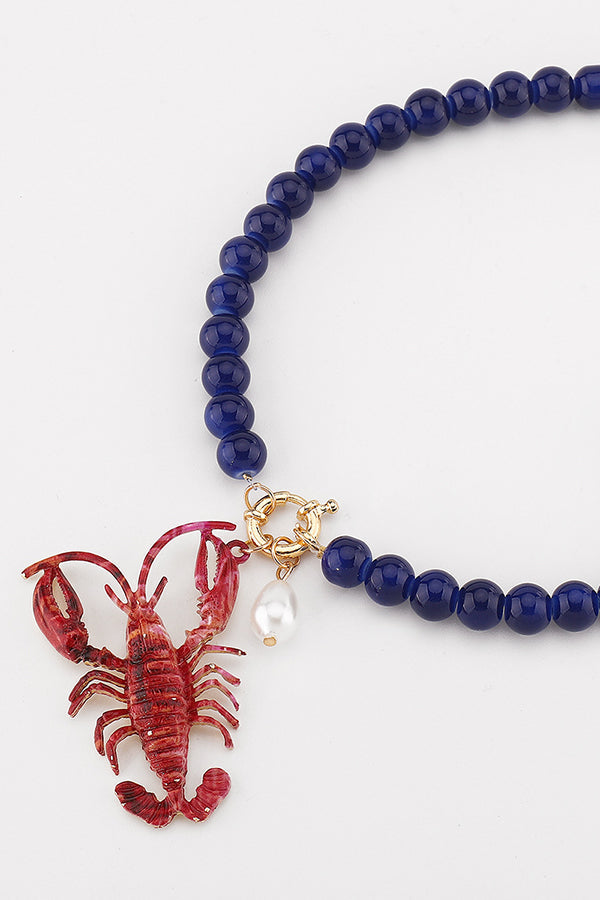 Lobster Crayfish Charm Earrings and Necklace Set