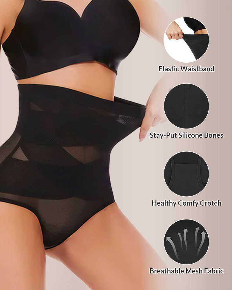 Seamless High Waist Ice Silk Tummy Control Panties