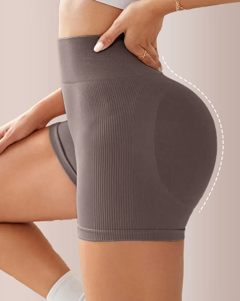 Seamless Ribbed Booty Shorts with Peach Lift Contour