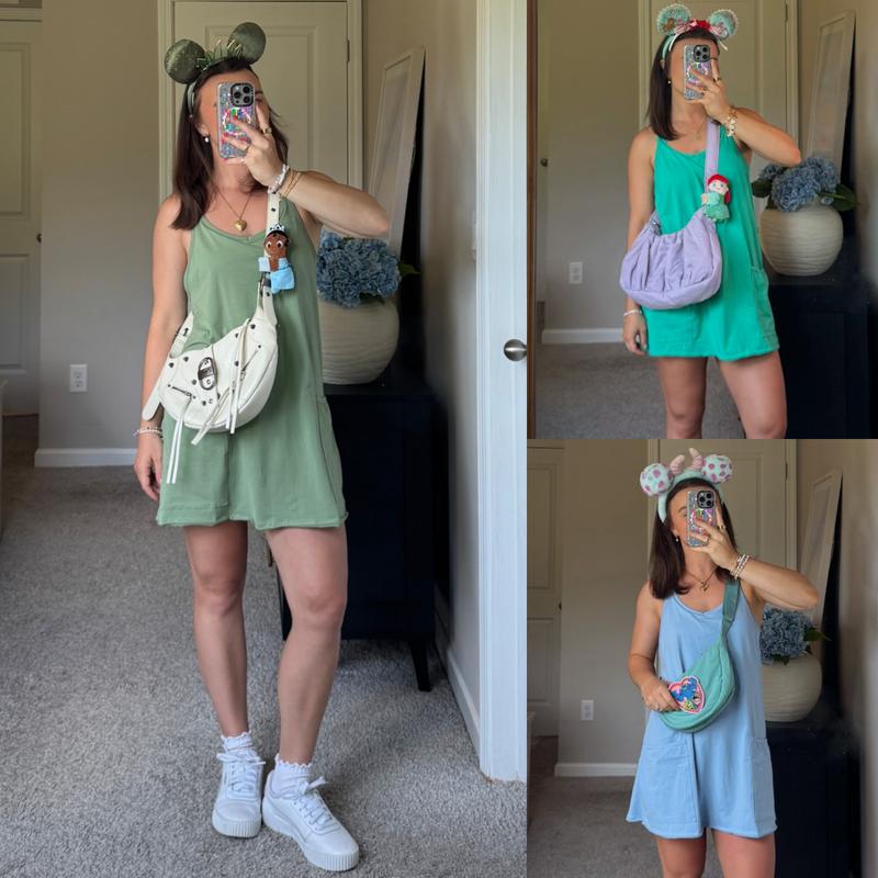 Tanming Women's Sleeveless Sports Romper Dress - Athletic V-Neck Spaghetti Strap Mini Sundress with Built-in Shorts, Pockets, Sporty Chic Design, Athleisure Women's Clothes for Summer, Spring Tennis,summerwins,summeroutfits,vacationoutfits,beachoutfits