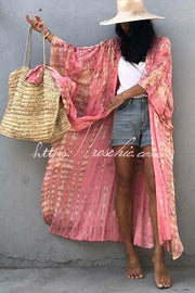 Tie-Dye Hooded Kimono Cover-Up