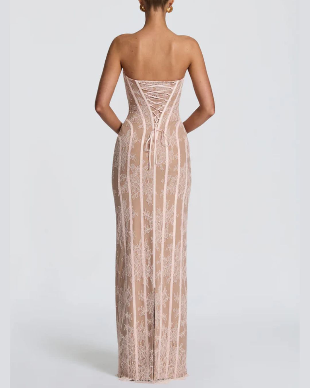 Lace Strapless Bodycon Maxi Dress