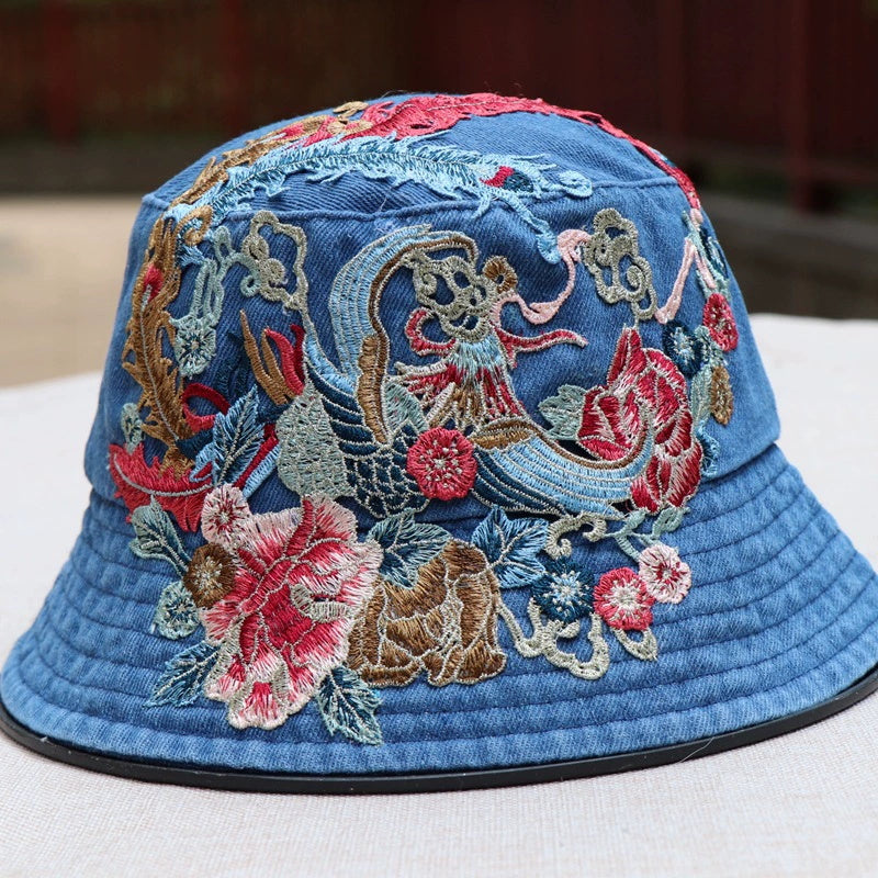 Embroidered Denim Bucket Hat | Ethnic Style