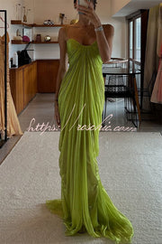 Pleated Lace-Up Open Back Maxi Dress – Party & Vacation