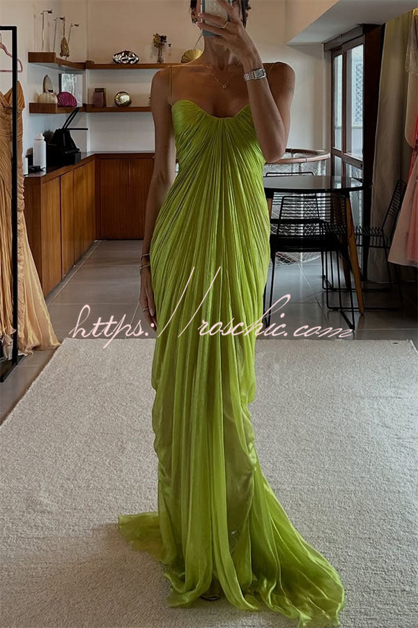 Pleated Lace-Up Open Back Maxi Dress – Party & Vacation