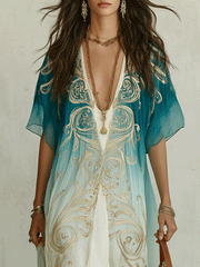 Aqua Ombre Kaftan Maxi Dress | Coastal Resort Style