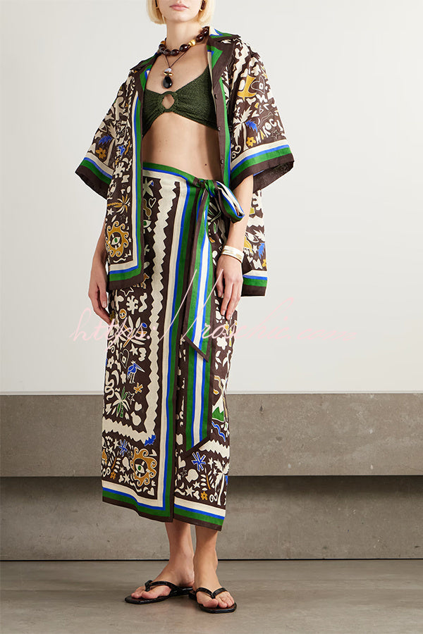 Moroccan Printed Oversized Shirt Dress Set