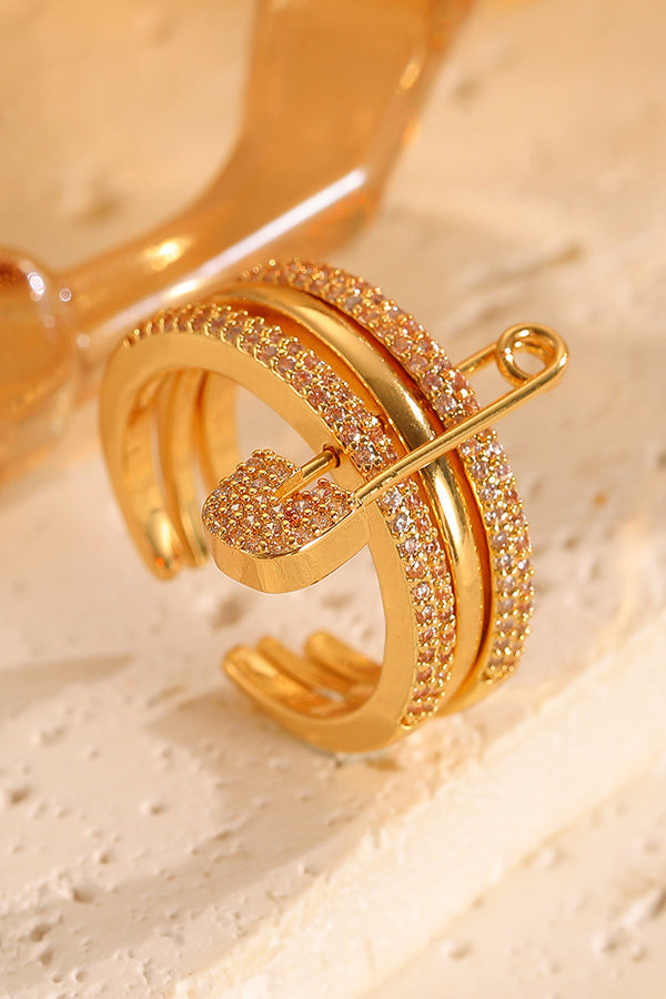 Three-Color Geometric Open Ring with Detachable Brooch Pin