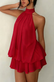 Chiffon Halter Neck Backless Mini Dress | Vacation Style