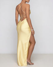 High Slit Open Back Maxi Dress