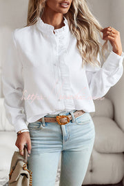 Chemise boutonnée à manches longues pour femmes, haut ample et décontracté