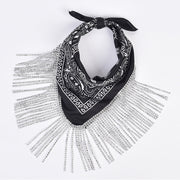 Retro Diamond Tassel Square Scarf – Polyester Accessory