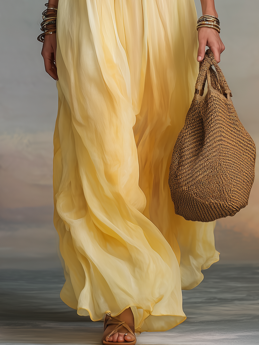 Marigold Smocked Halter Maxi Dress | Sleeveless Summer