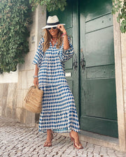 Robe midi à plusieurs niveaux à manches bouffantes pour les vacances