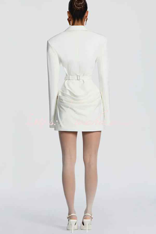 Slim-Fit V-Neck Mini Dress – Long Sleeve Office Style