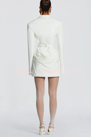 Slim-Fit V-Neck Mini Dress – Long Sleeve Office Style