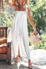 Linen Blend Sleeveless Jumpsuit with Pockets – Relaxed Fit