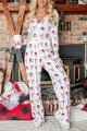 Christmas Pajama Set Women Santa Hat Reindeer Print Lounge