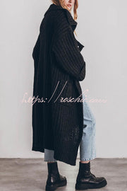 Chunky Knit Oversized Midi Cardigan with Pockets