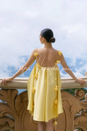 3D Rose Drape Strap A-Line Mini Dress