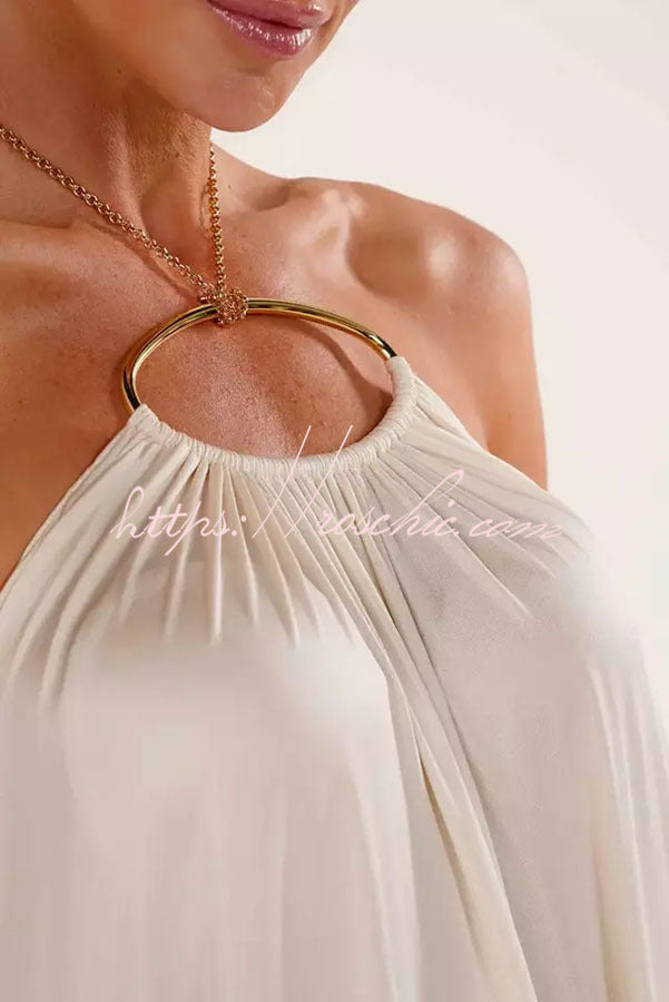 Metal Chain Halter Backless Maxi Dress – Vacation A-Line