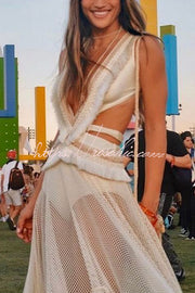 Deep V Backless Strappy One-Piece Swimsuit