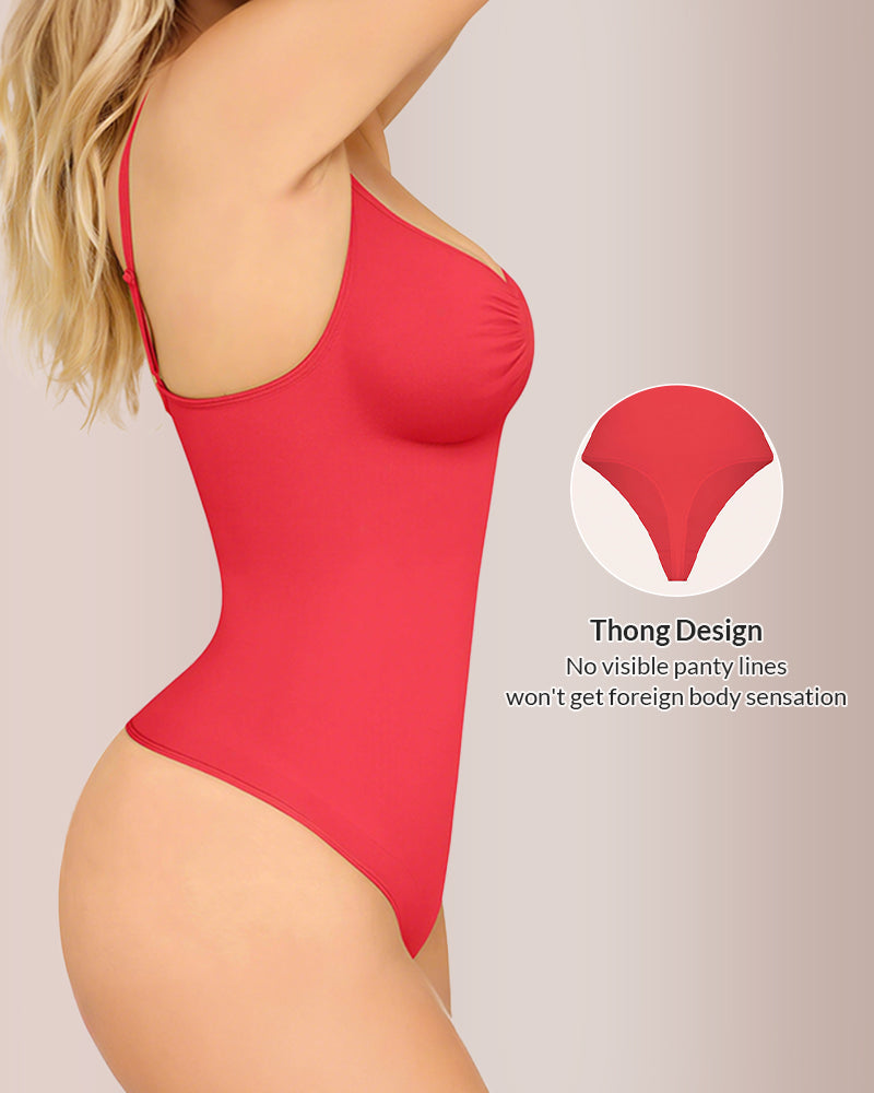 Seamless Thong Bodysuit with Tummy Control & Bust Coverage