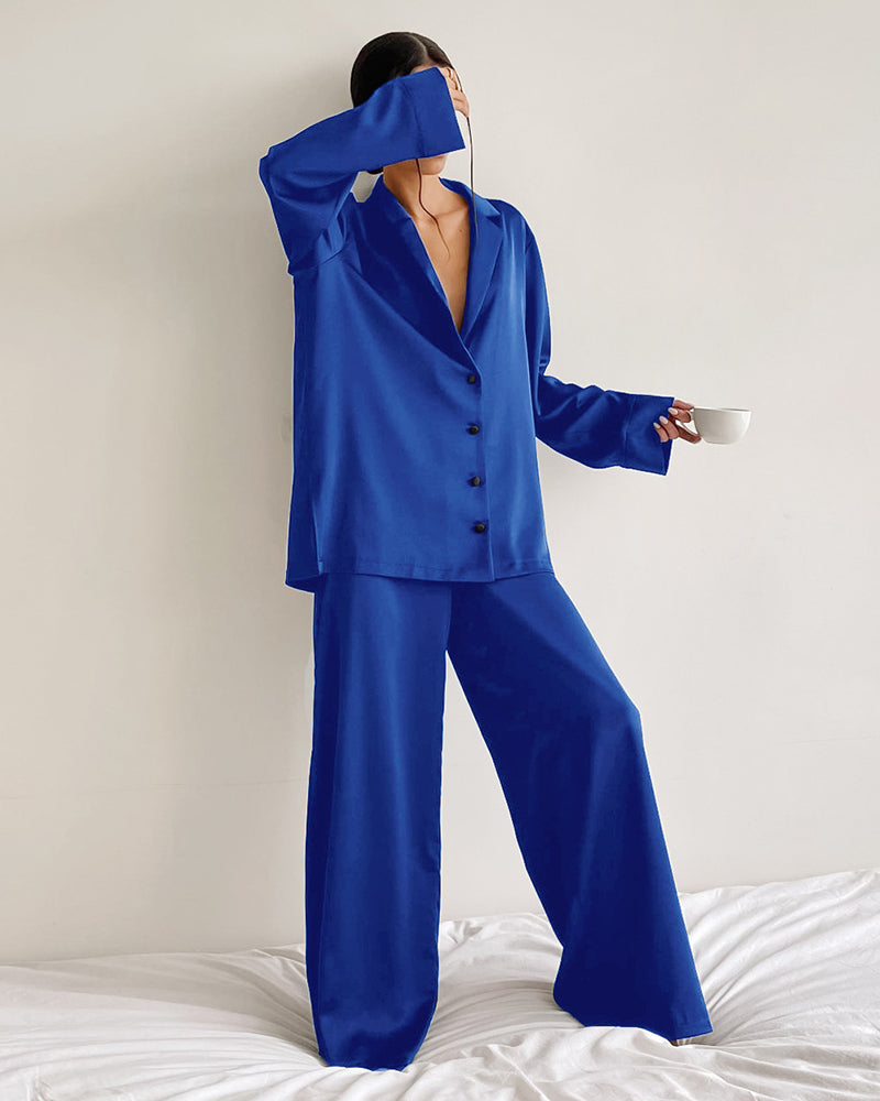 Faux Ice Silk Pajama Set