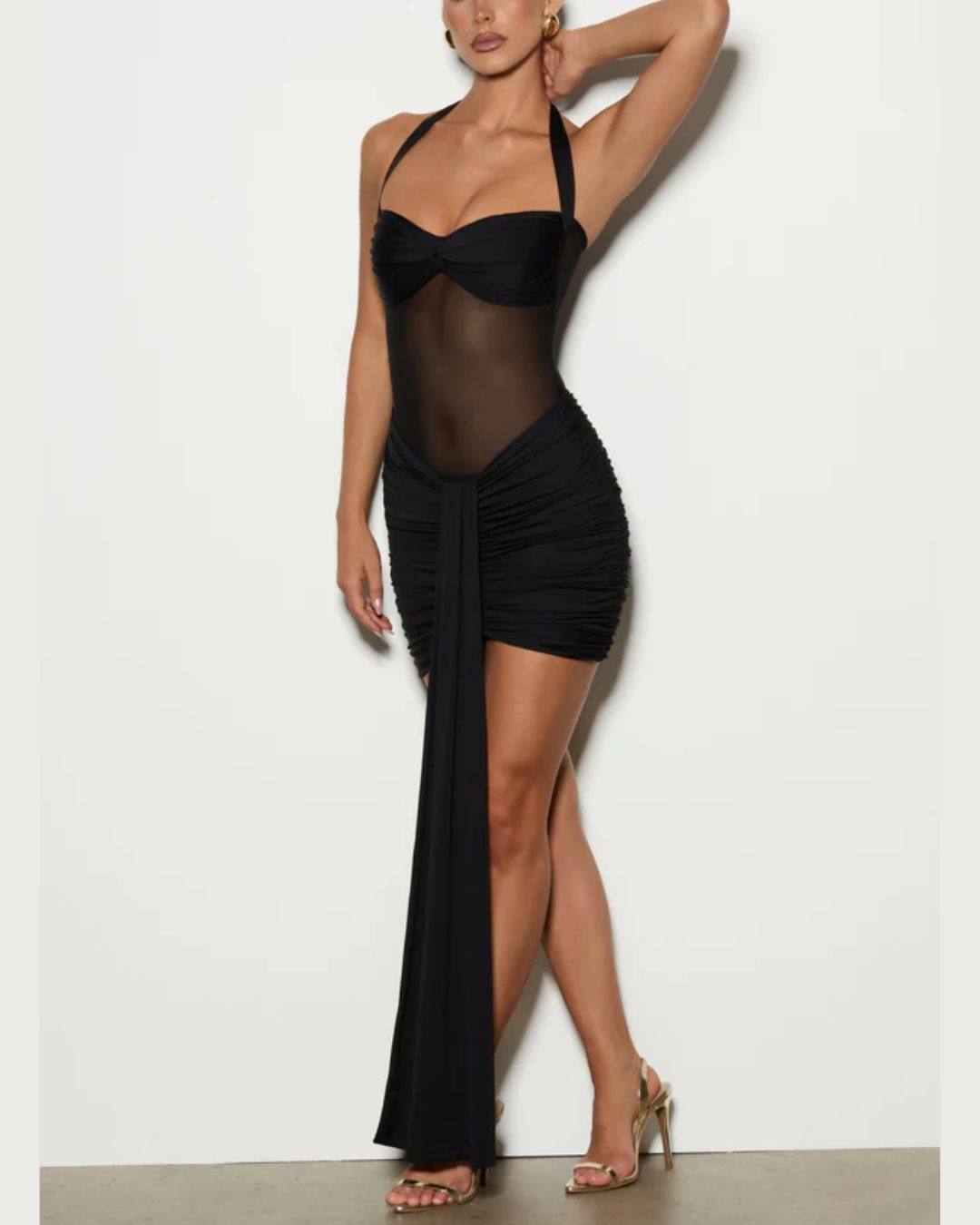 Halter Mesh Bodycon Mini Dress