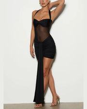 Halter Mesh Bodycon Mini Dress