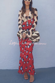 Animal & Butterfly Print Colorblock Maxi Dress