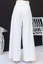 Linen Blend Sleeveless Top & Wide Leg Pants Set