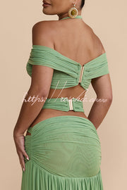 Stretch Mesh Sweetheart Crop Halter Top with Gold Detail
