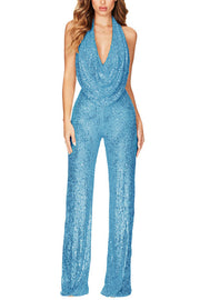 Sequin Halter Wide Leg Jumpsuit – Party Wear