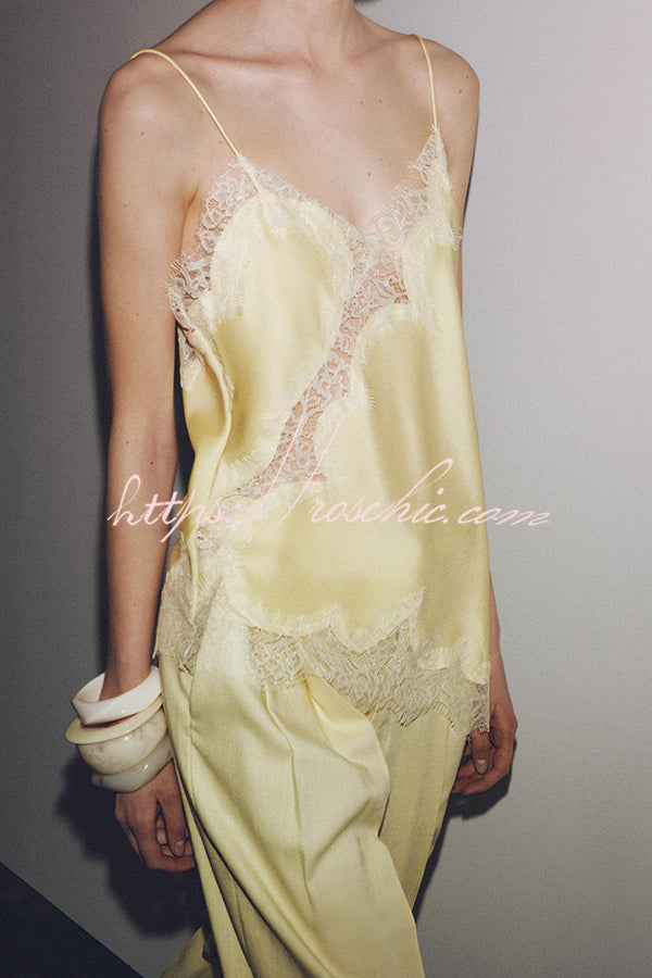 Lace Backless Camisole Top | Spaghetti Strap Vacation Top