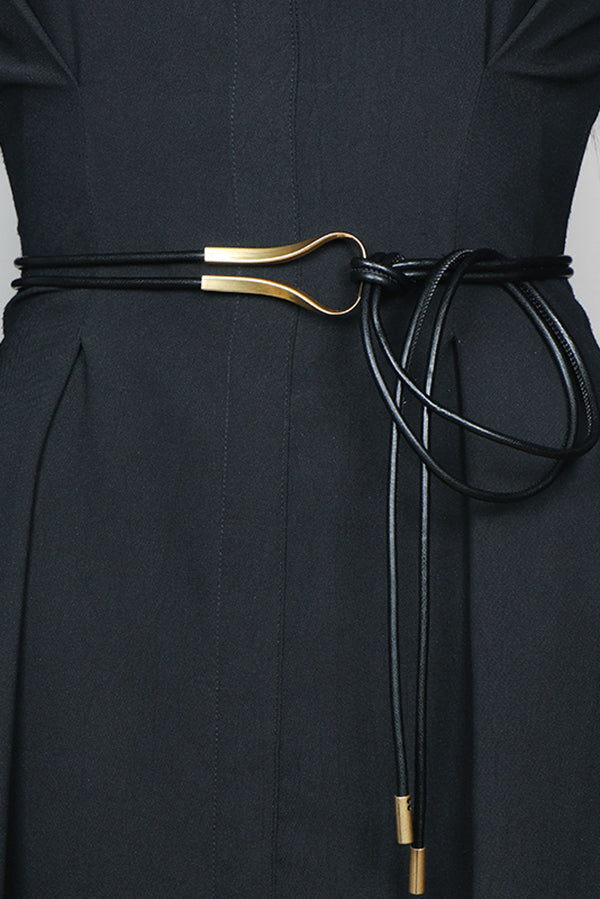 Ceinture à lacets en cuir PU – Corde de style chinois