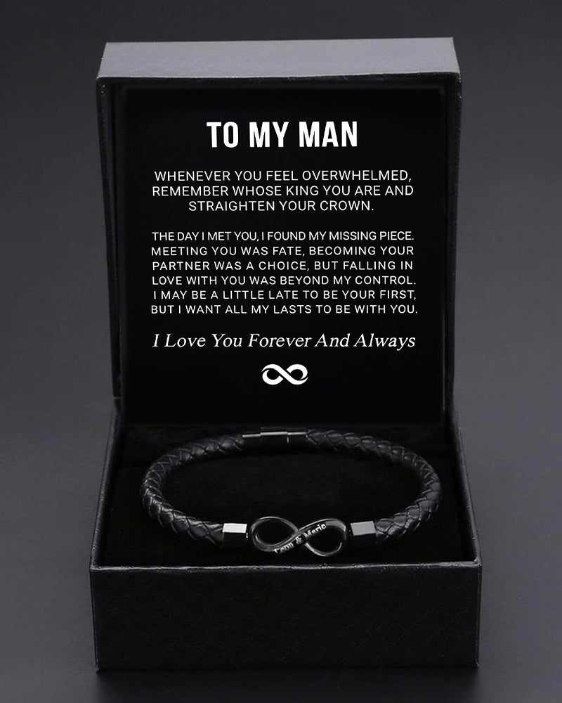 Men's Braided Leather Bracelet with Gift Box