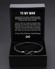 Men's Braided Leather Bracelet with Gift Box