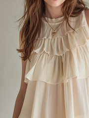Layered Ruffle Sleeveless Blouse with Tiered Detail